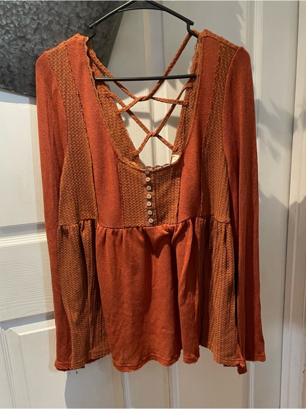 Time After Time Anthro Rust Orange Lace Top Large